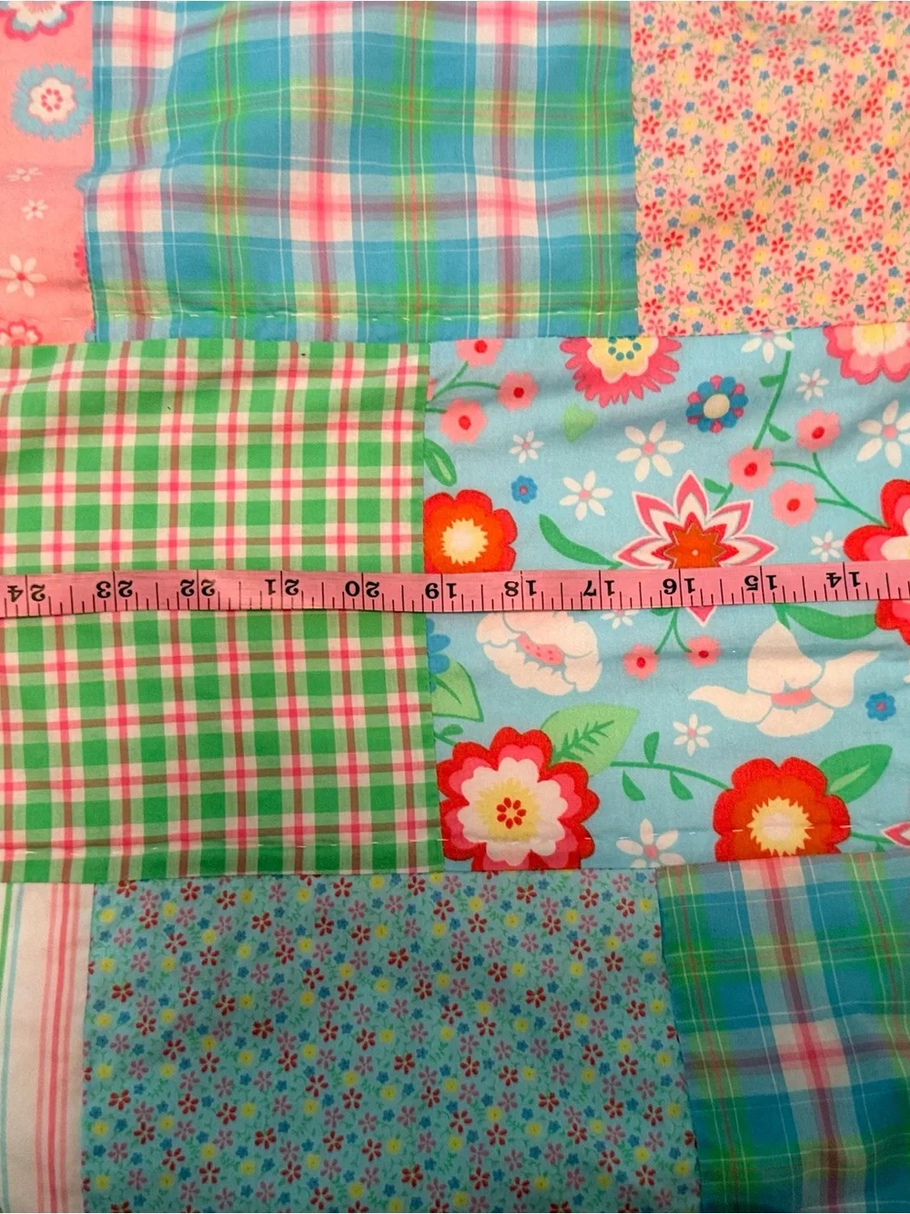 Circo Pastel Patchwork Cotton Quilt Throw - Green, Yellow, Blue, Pink, Cream